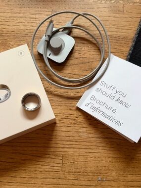 Oura Ring Gold Smart Ring with Silver Charging Cable